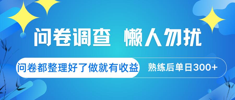 问卷调查 懒人勿扰 问卷都整理好了，做就有收益，熟练后日入300+-天韵资源网