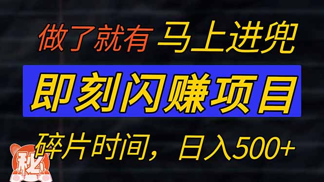 零门槛 即刻闪赚项目！！！仅手机操作，利用碎片时间，轻松日赚500+-天韵资源网