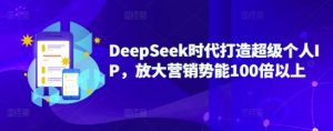 DeepSeek时代打造超级个人IP,放大营销势能100倍以上-天韵资源网