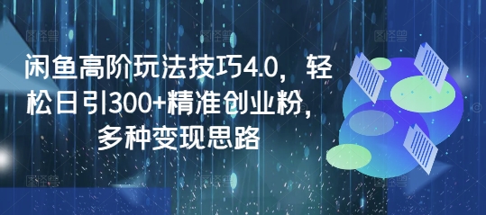 闲鱼高阶玩法技巧4.0，轻松日引300+精准创业粉，多种变现思路-天韵资源网