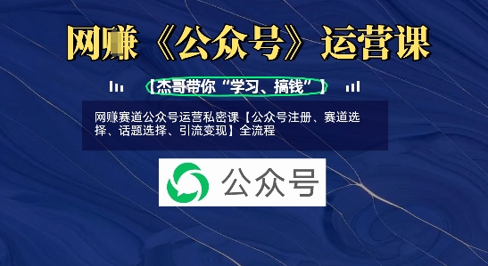 网创赛道公众号运营私密课【公众号注册、赛道选择、话题选择、引流变现】全流程-天韵资源网