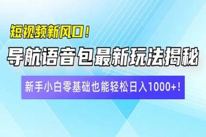 短视频新风口!导航语音包最新玩法揭秘,新手小白零基础也能轻松日入10...-天韵资源网
