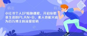 小红书个人IP陪跑课程，开启你职业生涯的PLAN-B，素人也能火成为百万博主的流量密码-天韵资源网