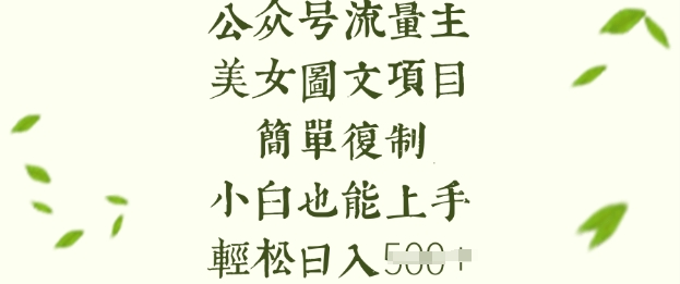 流量主长期收益项目，美女图片简单复制，小白也能上手，轻松日入5张-天韵资源网
