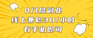 0门槛副业,线上兼职30一小时,有手机即可【揭秘】-天韵资源网