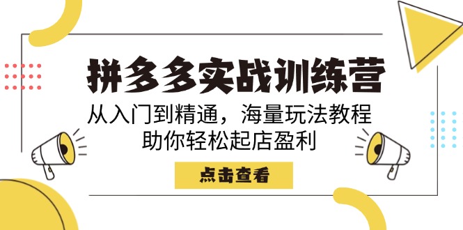拼多多实战训练营，从入门到精通，海量玩法教程，助你轻松起店盈利-天韵资源网