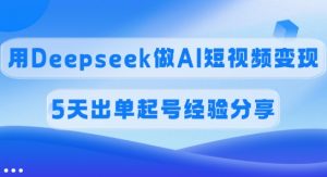 佣金45%,用Deepseek做AI短视频变现,5天出单起号经验分享-天韵资源网