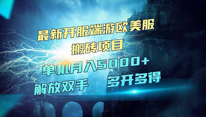 全网热门游戏欧美服端游搬砖，最新开服，项目红利期，单机月入5000+-天韵资源网