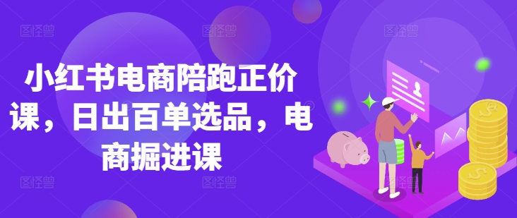 小红书电商陪跑正价课，小红书官方认证电商讲师教学，日出百单选品，电商掘进课-天韵资源网