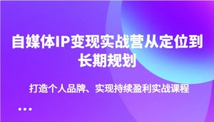 自媒体IP变现实战营从定位到长期规划，打造个人品牌、实现持续盈利实战课程-天韵资源网
