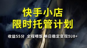 快手小店限时托管计划,收益55分,全程喂饭,单日稳定变现5张【揭秘】-天韵资源网