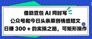 借助豆包AI同时写公众号和今日头条原创情感短文日入3张的实操之路，可矩形操作-天韵资源网