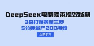 DeepSeek电商降本提效秘籍：3招打爆黄金三秒，5分钟量产200视频-天韵资源网