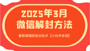 2025年3月微信解封方法 最新跳辅助核对技术【小伙伴亲测】-天韵资源网