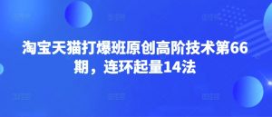 淘宝天猫打爆班原创高阶技术第66期，连环起量14法-天韵资源网