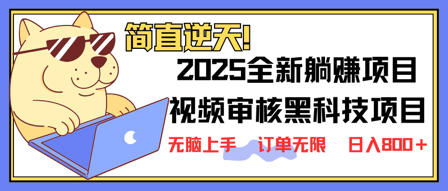 2025 全新视频审核黑科技项目登场，新手小白无脑上手5秒闭眼出单，订单…-天韵资源网