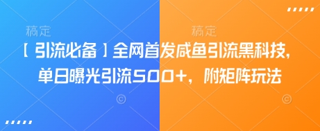【引流必备】全网首发咸鱼引流黑科技，单日曝光引流500+，附矩阵玩法【揭秘】-天韵资源网