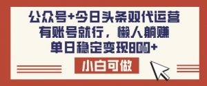 公众号+今日头条双代运营,有账号就行,单日稳定变现8张【揭秘】-天韵资源网