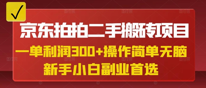 京东拍拍二手搬砖项目，一单纯利润3张，操作简单，小白兼职副业首选-天韵资源网