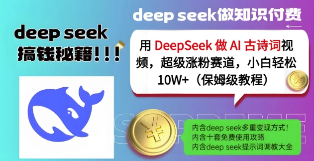 用DeepSeek做AI古诗词视频，超级涨粉赛道，小白轻松涨粉10W+(保姆级教程)-天韵资源网
