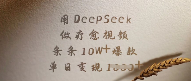 用DeepSeek做疗愈视频，条条10W+爆款，单日变现多张-天韵资源网