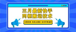 三月最新快手同框搬运技术,无需混剪 条条出爆款 安卓苹果通用-天韵资源网