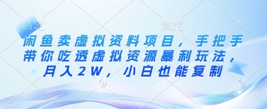 闲鱼卖虚拟资料项目，手把手带你吃透虚拟资源暴利玩法，月入2W，小白也能复制-天韵资源网