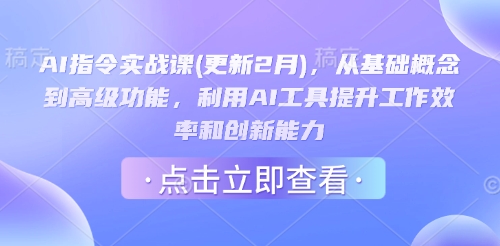 AI指令实战课(更新2月)，从基础概念到高级功能，利用AI工具提升工作效率和创新能力-天韵资源网