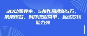 3D动画养生，5条作品涨粉5万，条条爆款，制作流程简单，私域变现能力强-天韵资源网