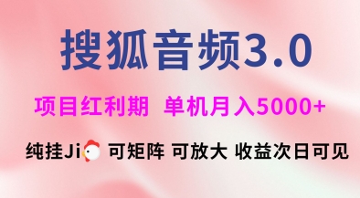 搜狐音频挂ji3.0.可矩阵可放大，独家技术，稳定月入5000+【揭秘】-天韵资源网