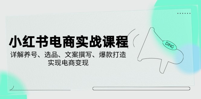 小红书电商实战课程，详解养号、选品、文案撰写、爆款打造，实现电商变现-天韵资源网