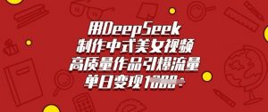 用DeepSeek制作中式美女视频,高质量作品引爆流量,单日变现多张-天韵资源网
