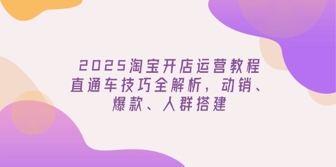 2025淘宝开店运营教程更新，直通车技巧全解析，动销、爆款、人群搭建-天韵资源网