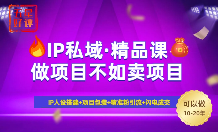 2025年“IP私域·密训精品课”，日赚3000+小白避坑年赚百万，暴力引流…-天韵资源网