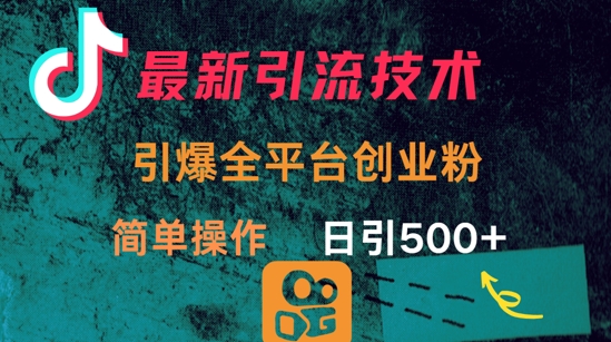 最新引流方法，引爆全平台的一个创业粉，简单操作日引300+-天韵资源网
