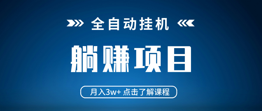 全自动挂机项目 月入3w+ 真正躺平项目 不吃电脑配置 当天见收益-天韵资源网