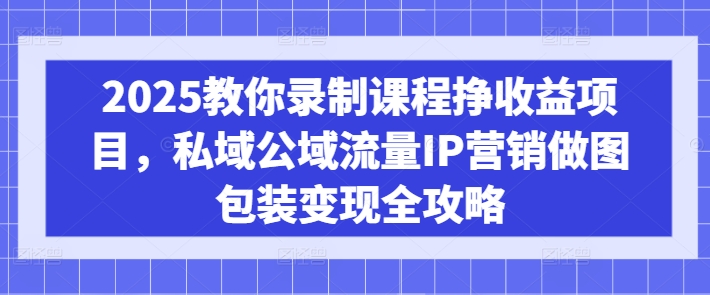 2025教你录制课程挣收益项目，私域公域流量IP营销做图包装变现全攻略-天韵资源网