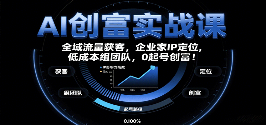 AI创富实战课：企业家IP定位，全域流量获客，低成本组团队，0起号创富！-天韵资源网