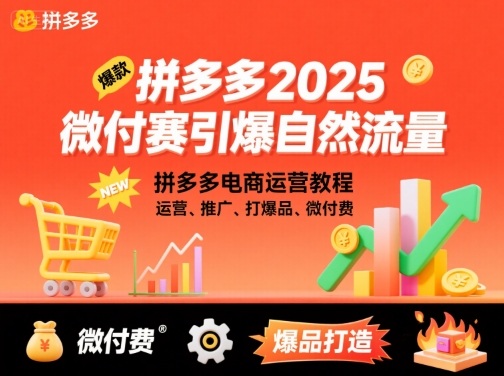 拼多多2025微付赛引爆自然流量，拼多多电商运营教程，运营、推广、打爆品、微付费-天韵资源网