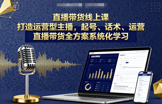 直播带货线上课，打造运营型主播，起号、话术、运营，直播带货全方案系统化学习-天韵资源网