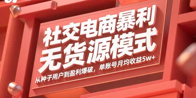 社交电商暴利无货源模式：从种子用户到盈利爆破，单账号月均收益5w+-天韵资源网