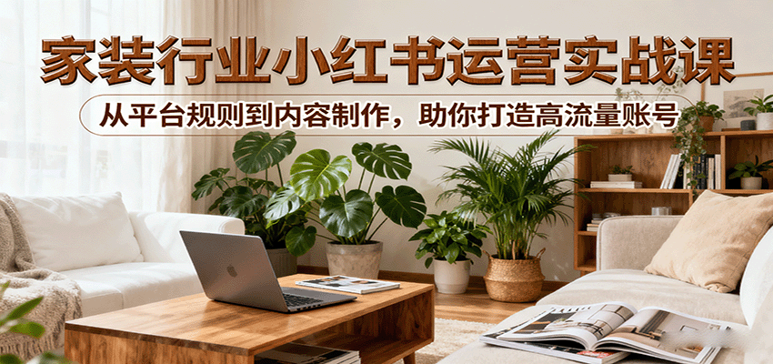 小红书家装行业运营实战课：从平台规则到内容制作，助你打造高流量账号-天韵资源网