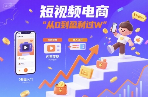 短视频电商：短视频变现从0到盈利过W-天韵资源网