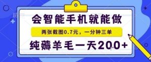 手机项目，二十秒一单，纯薅羊毛一天2张+做就有【揭秘】-天韵资源网
