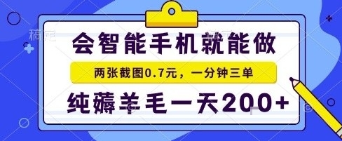 手机项目，二十秒一单，纯薅羊毛一天2张+做就有【揭秘】-天韵资源网