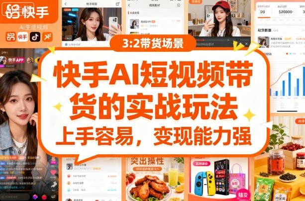 快手ai短视频带货的实战玩法，上手容易，变现能力强-天韵资源网