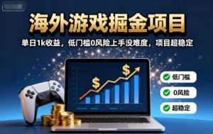 海外游戏掘金项目：单日1k收益，低门槛0风险上手没难度，项目超稳定【揭秘】-天韵资源网