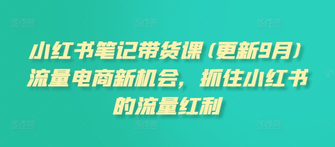 小红书笔记带货课(更新25年9月)流量电商新机会，抓住小红书的流量红利-天韵资源网