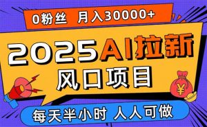 2025AI拉新风口项目，0粉0基础月入30000+新手小白轻松学会-天韵资源网