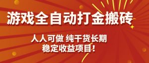 游戏全自动打金搬砖，日入千元，人人可做，纯干货，长期稳定收益项目！-天韵资源网